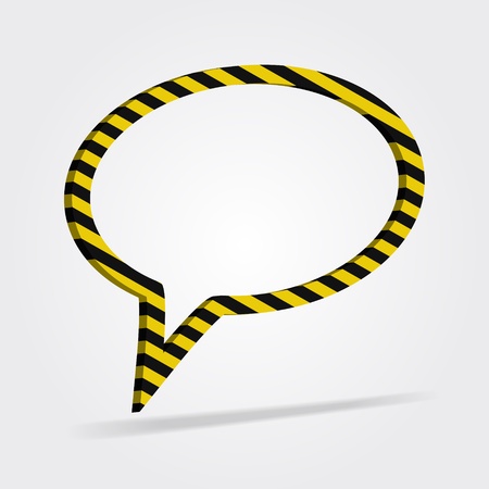 Yellow and black striped speech bubble  3d, modern style,  design element のイラスト素材