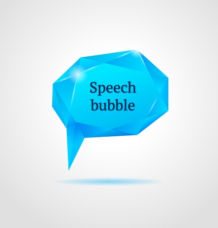 Abstract blue shiny geometric speech bubble on gray background  Vector Illustrationのイラスト素材