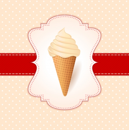 Vintage vector illustration with ice cream のイラスト素材