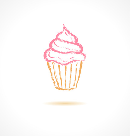 Ink pink cupcake. Vector illustrationのイラスト素材