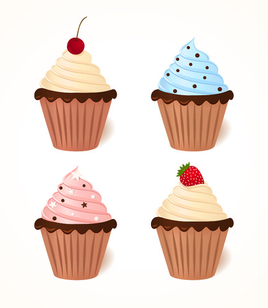 Vector set of cream cakes.のイラスト素材