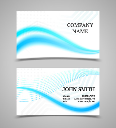 Modern light business card template with color wavesのイラスト素材