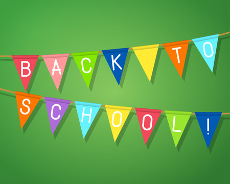 Phrase "Back to school!" on bunting flags.のイラスト素材