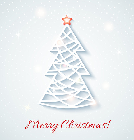 Festive card with Christmas tree.  Design elements for holiday cards. Beautiful applique. Vector illustration.のイラスト素材