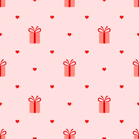Pink seamless pattern with gifts and heartsのイラスト素材