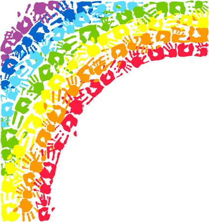 Rainbow made from hands. Abstract vector backgroundのイラスト素材