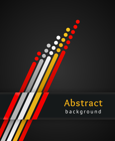 Colored stripes with circles over black background. Retro illustration. Design template. Abstract lines directed upwards. Concept of leadership, competition, success and etcのイラスト素材