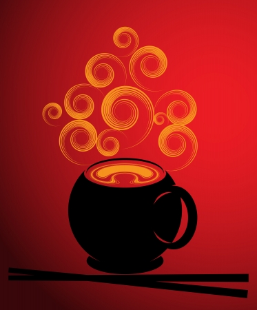 Illustration of soup and chopsticks.のイラスト素材