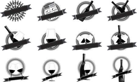 A set of emblems about wineのイラスト素材