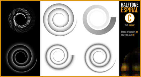 Halftone spirals setのイラスト素材