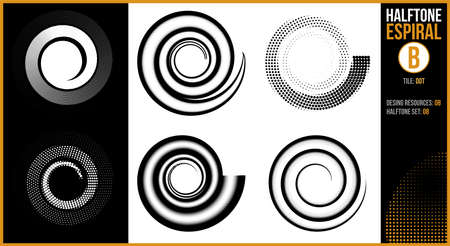 A set of halftone spirals.のイラスト素材