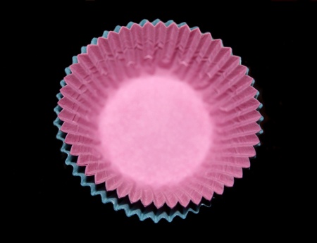 Cupcake containers in several colours , closeupの写真素材