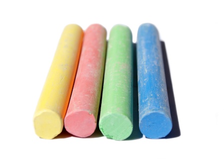 Soft colored chalks isolated on whiteの写真素材