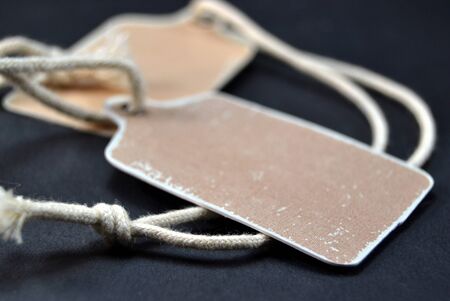 Product labels on black backgroundの写真素材