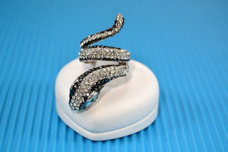 Snake shaped ring with semiprecious stonesの写真素材
