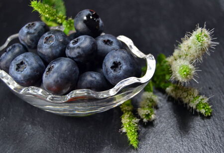 Blackberries on dark background, closeupの写真素材