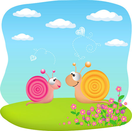 snails in loveのイラスト素材