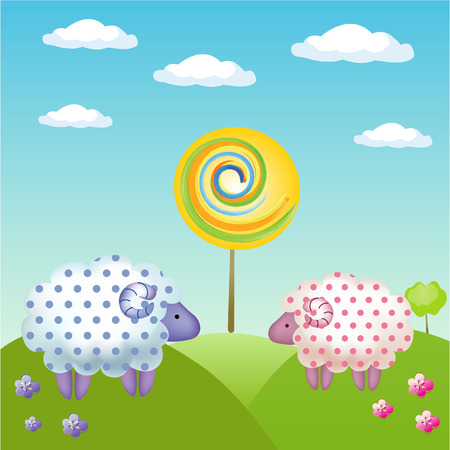 Sheep in loveのイラスト素材