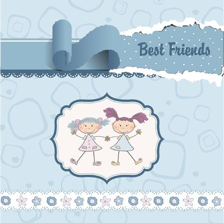 two little girls best friends のイラスト素材