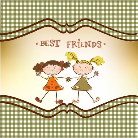 two little girls best friendsのイラスト素材
