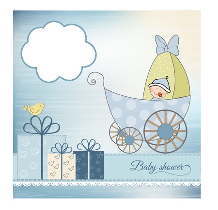 baby shower announcement card with pram のイラスト素材