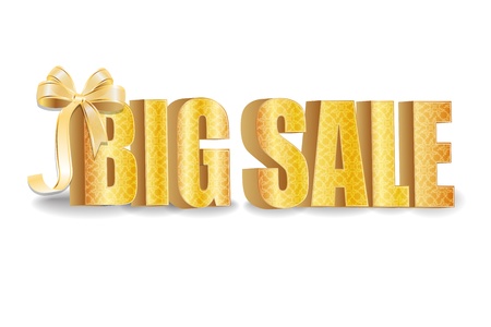 3D big sale, made of pure, beautiful luxury gold のイラスト素材