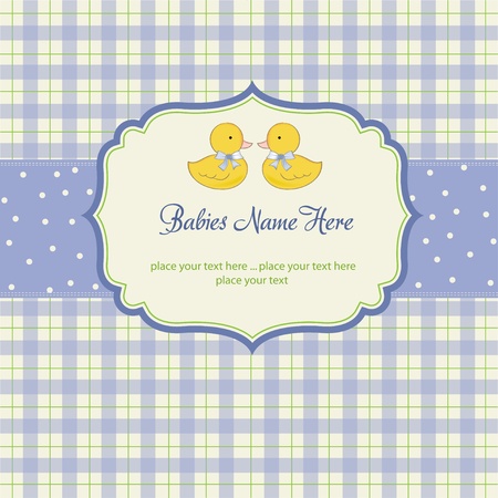 delicate babies twins shower card のイラスト素材
