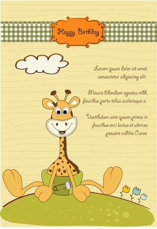 new baby announcement with baby giraffe のイラスト素材