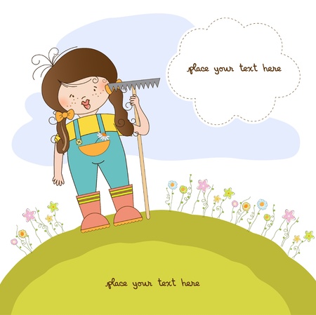 young gardener who cares for flowers のイラスト素材