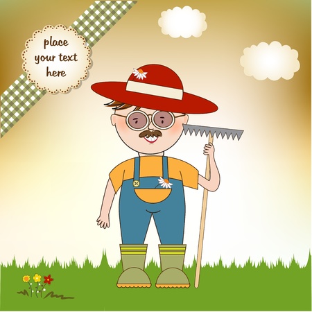 young gardener who cares for flowers のイラスト素材