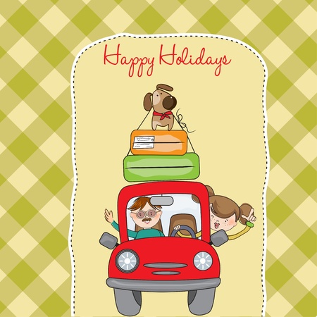 man and woman traveling by the car のイラスト素材