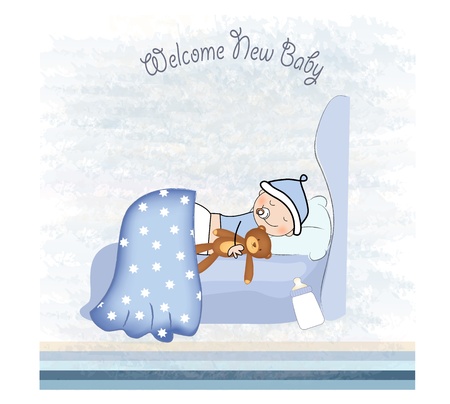 welcome new baby boy のイラスト素材