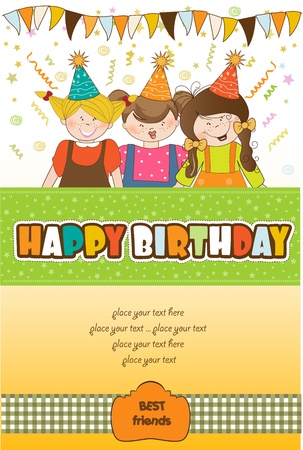 kids celebrating birthday party のイラスト素材