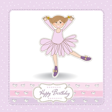 Sweet Girl Birthday Greeting Cardのイラスト素材