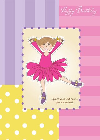 Sweet Girl Birthday Greeting Cardのイラスト素材