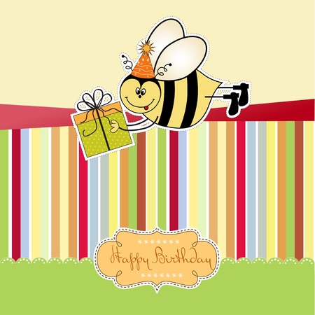 Birthday card with beeのイラスト素材