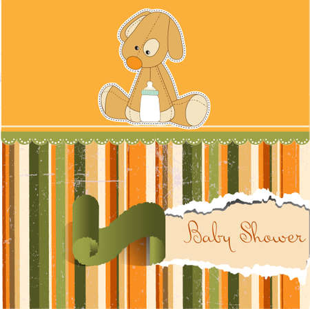 Baby shower card with puppy toyのイラスト素材