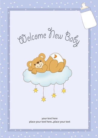 New baby shower card with spoiled teddy bearのイラスト素材