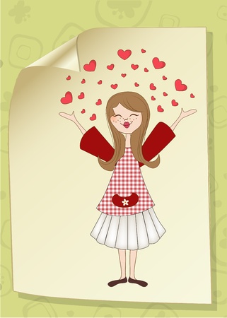 Pretty girl in loveのイラスト素材