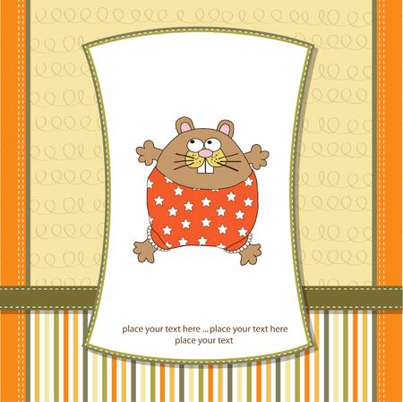 greeting card with cute little ratのイラスト素材