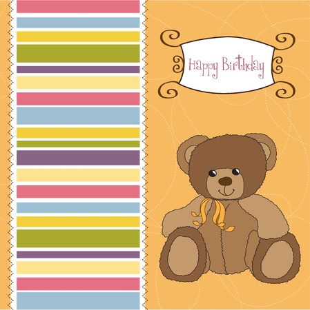 new baby announcement card with teddy bearのイラスト素材