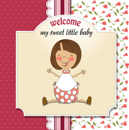 new baby girl announcement card のイラスト素材