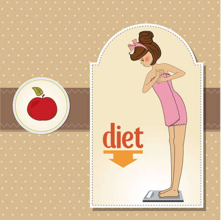 Young woman on scale のイラスト素材