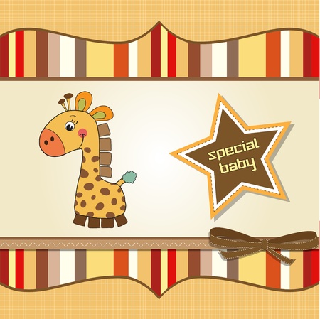 childish baby shower card with giraffe のイラスト素材