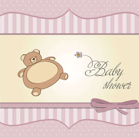 baby girl shower card with teddy のイラスト素材