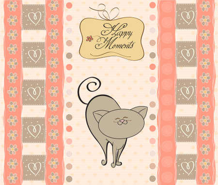 baby girl shower card with cat のイラスト素材
