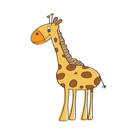 lonely vector giraffe isolated on white backgroundのイラスト素材