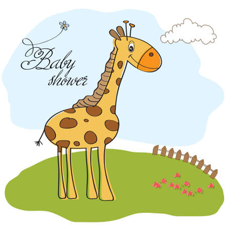 new baby shower card with giraffe のイラスト素材