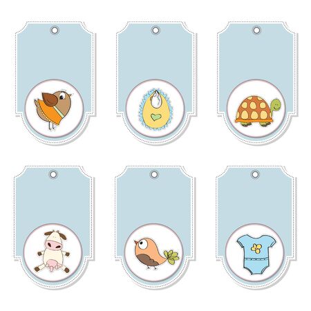 cartoon animals labels set のイラスト素材