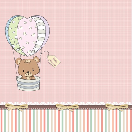 delicate baby shower card with teddy bearのイラスト素材